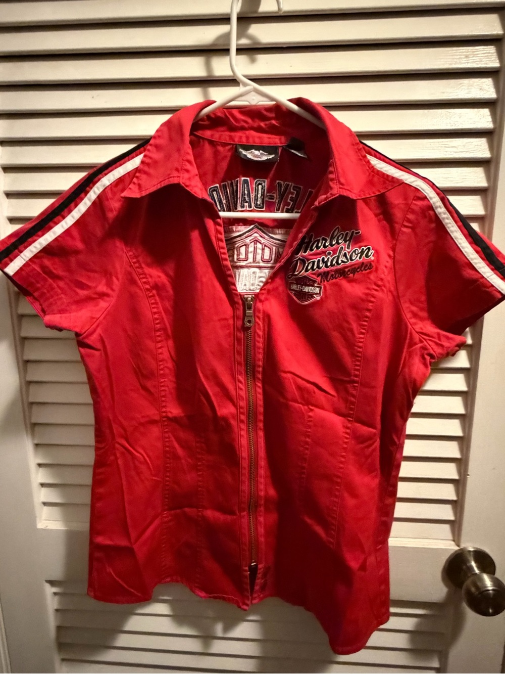 Harley-Davidson Women’s Red Short-Sleeve Zip Front Jacket Medium